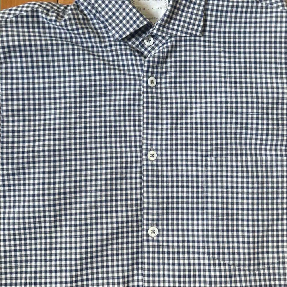 Billy Reid Blue and White Casual Button Down Shirt